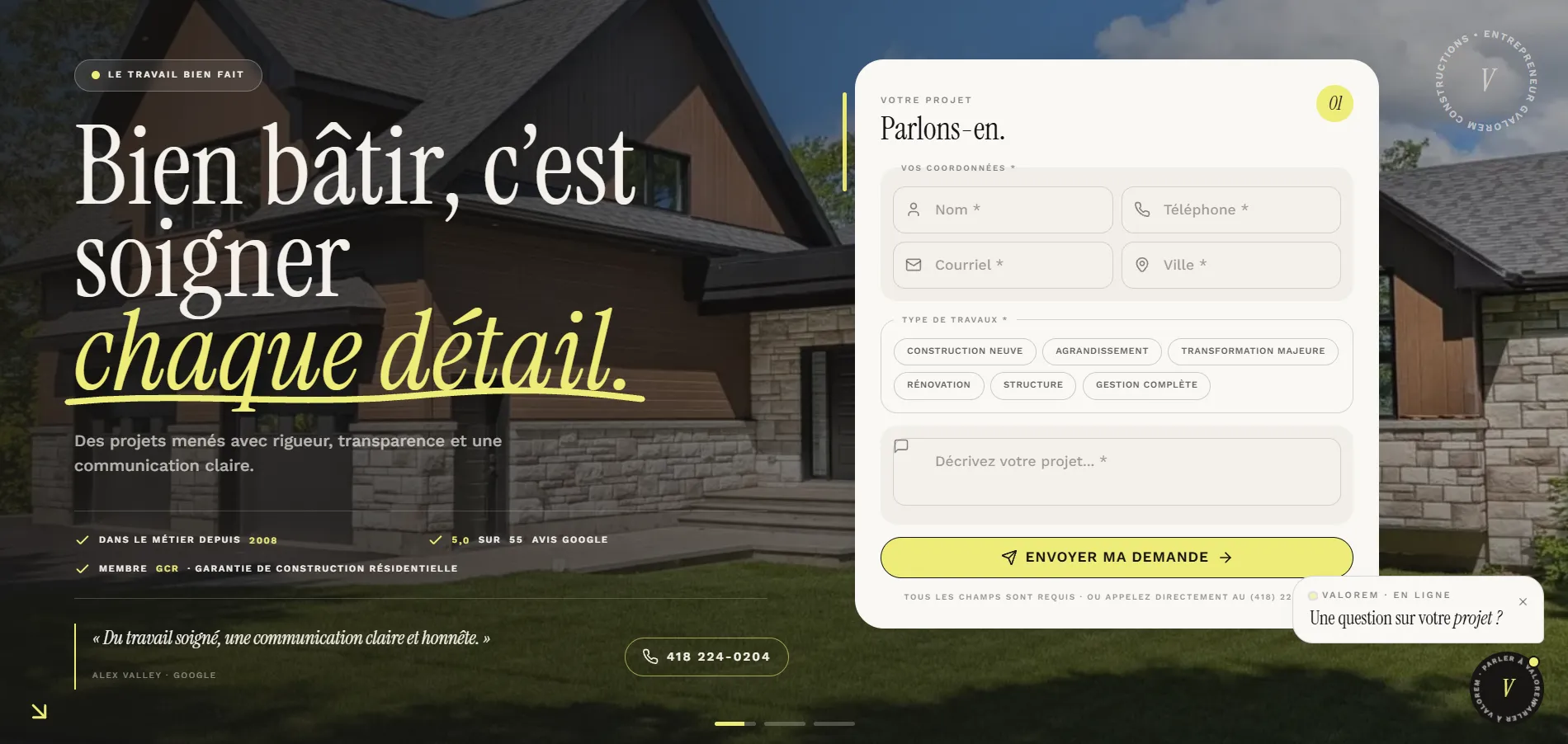 Aperçu du site Valorem Constructions