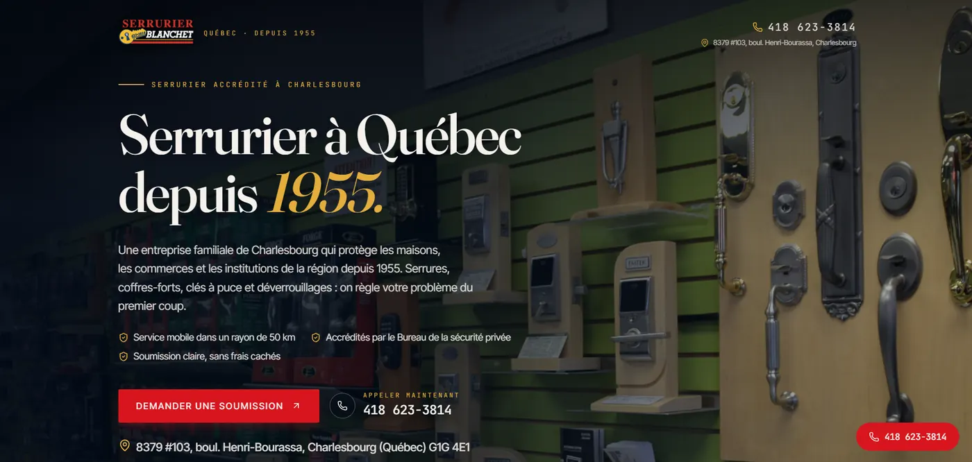 Aperçu du site Serrurier Blanchet