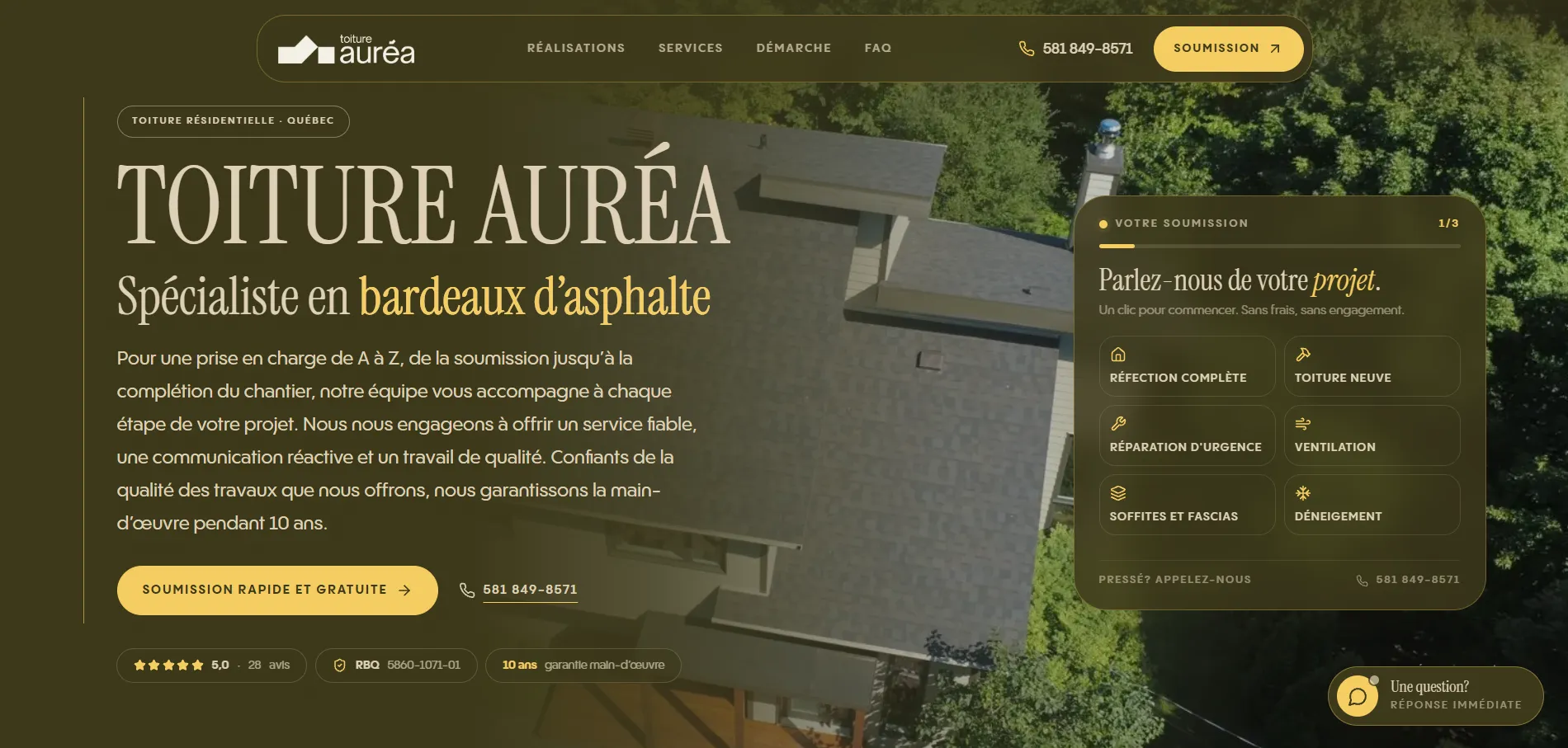 Aperçu du site Toiture Auréa